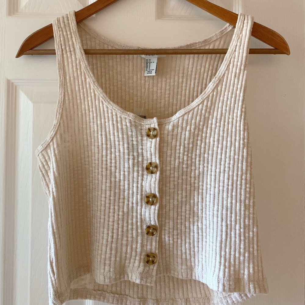 New Cream Tank Crop Top